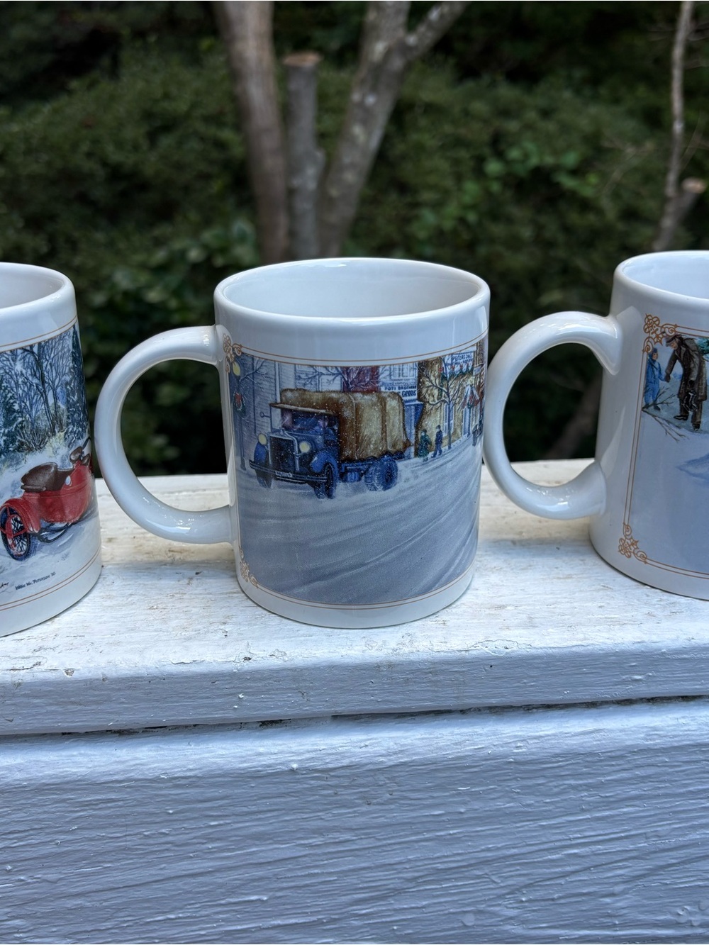 Set of 3 Vintage Harley Davidson Coffee Mugs Christmas Series VGC